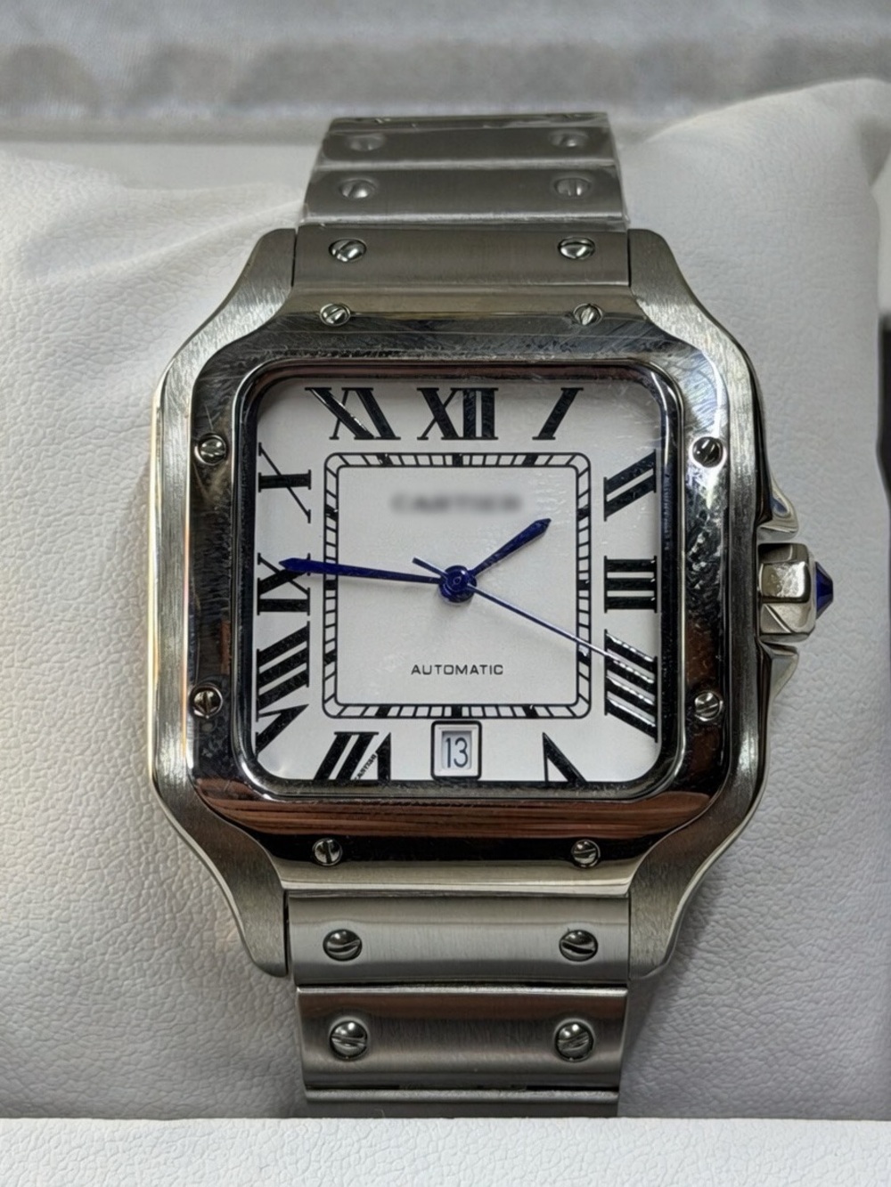 Cartier santos L 40mm Roman dial watch